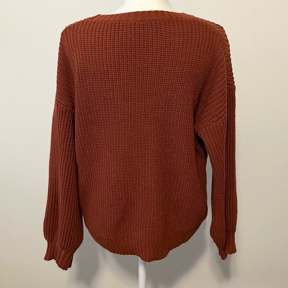 Holiday Thanksgiving Pullover Sweater with Spellout on Front. Rust Orange.Size S - Picture 5 of 6